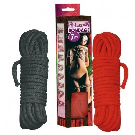 Bondage touw zwart of rood